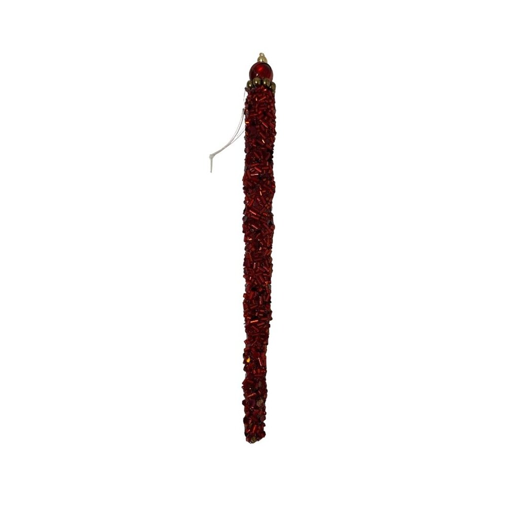 Vintage Red Beaded Icicle Christmas Ornament 8.75 Inches Long